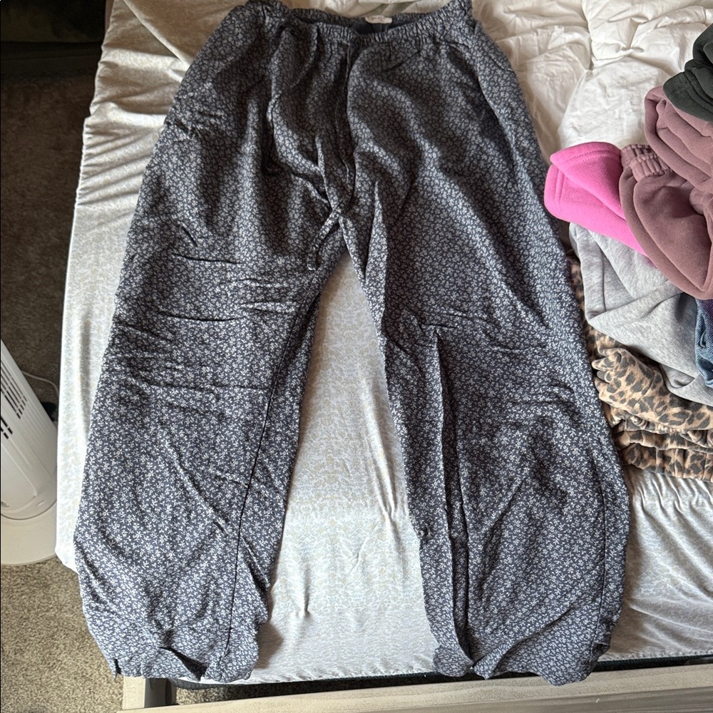 Brandy Melville Black Floral Lounge Pants